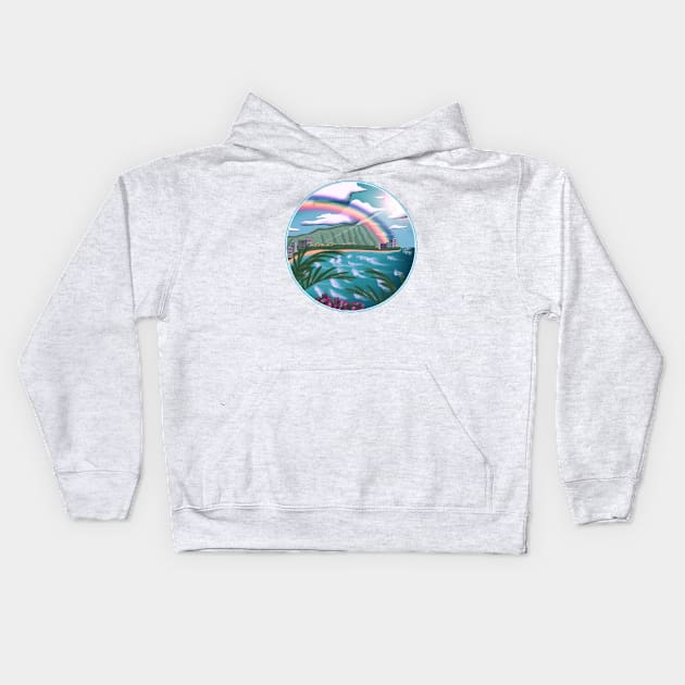 Waikiki Diamond Head Honolulu Oahu Paradise Kids Hoodie by ArtDiggs